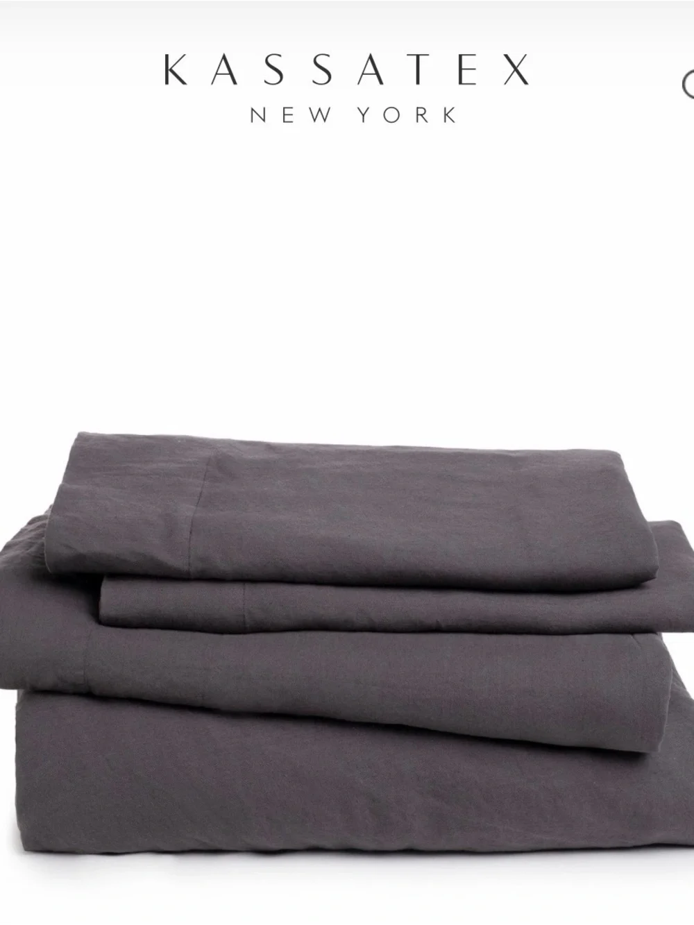 Kassatex Linen Bamboo King Fitted Sheet & Pillowcases - Coal